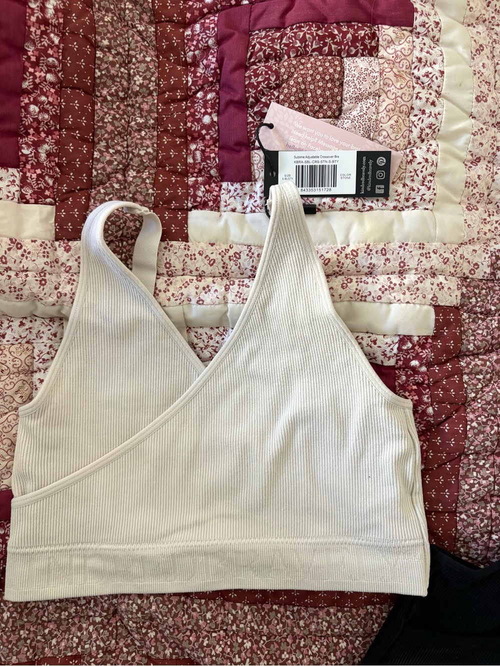 Kindred Bravely Ribbed Wrap Front Bralette - Light Cream